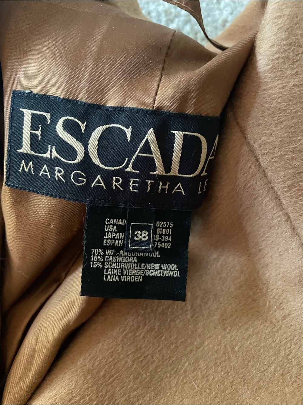 Escada Camel Brown Tailored Wool Blazer Coat - Picture 4 of 4